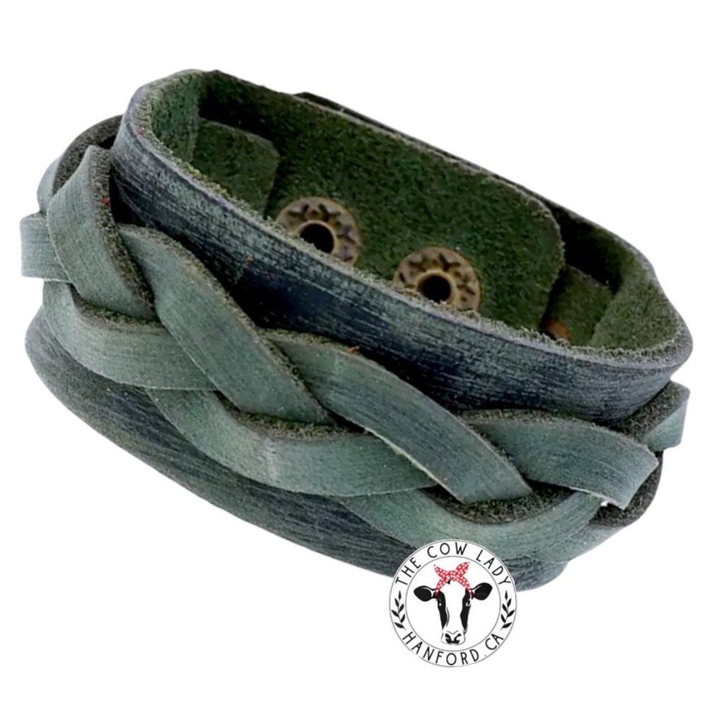Green Leather Womens Distressed Western Cowgirl Adjustable Cuff Bracelet Jewelry